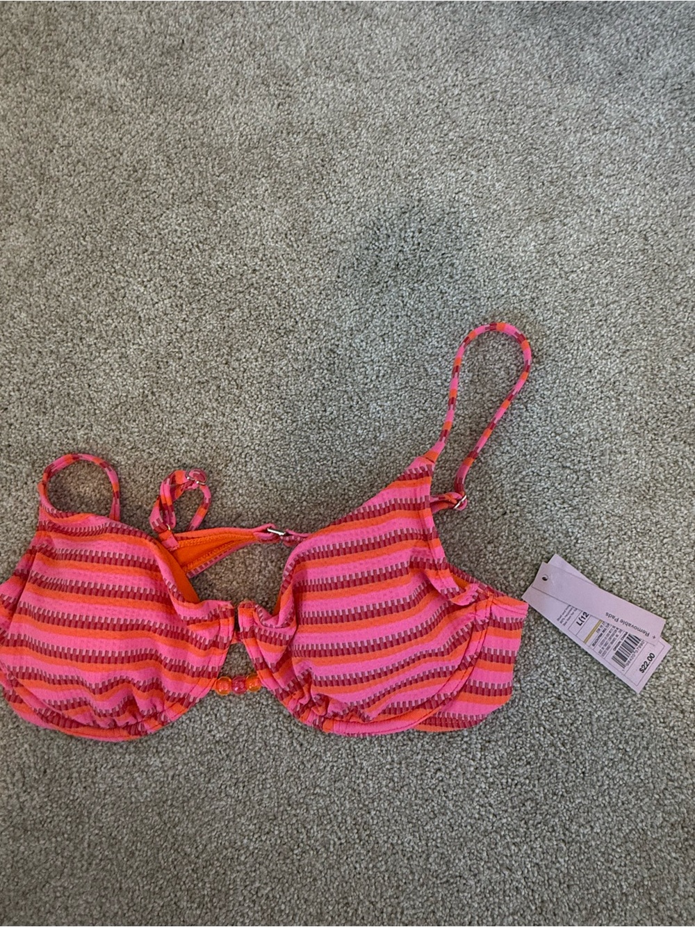 Target Girls' Pink and Orange Striped Swim Top
